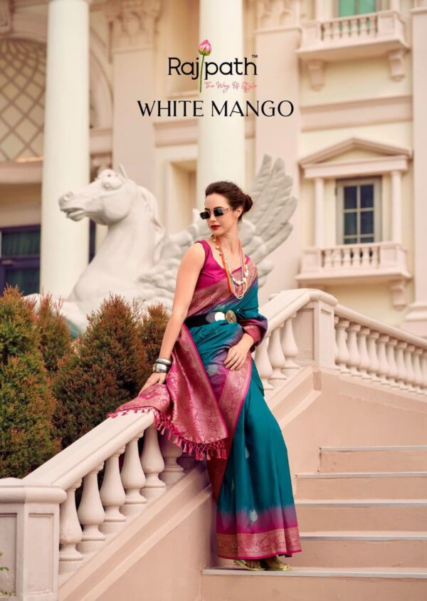 Rajpath White Mango ( zari weaving )